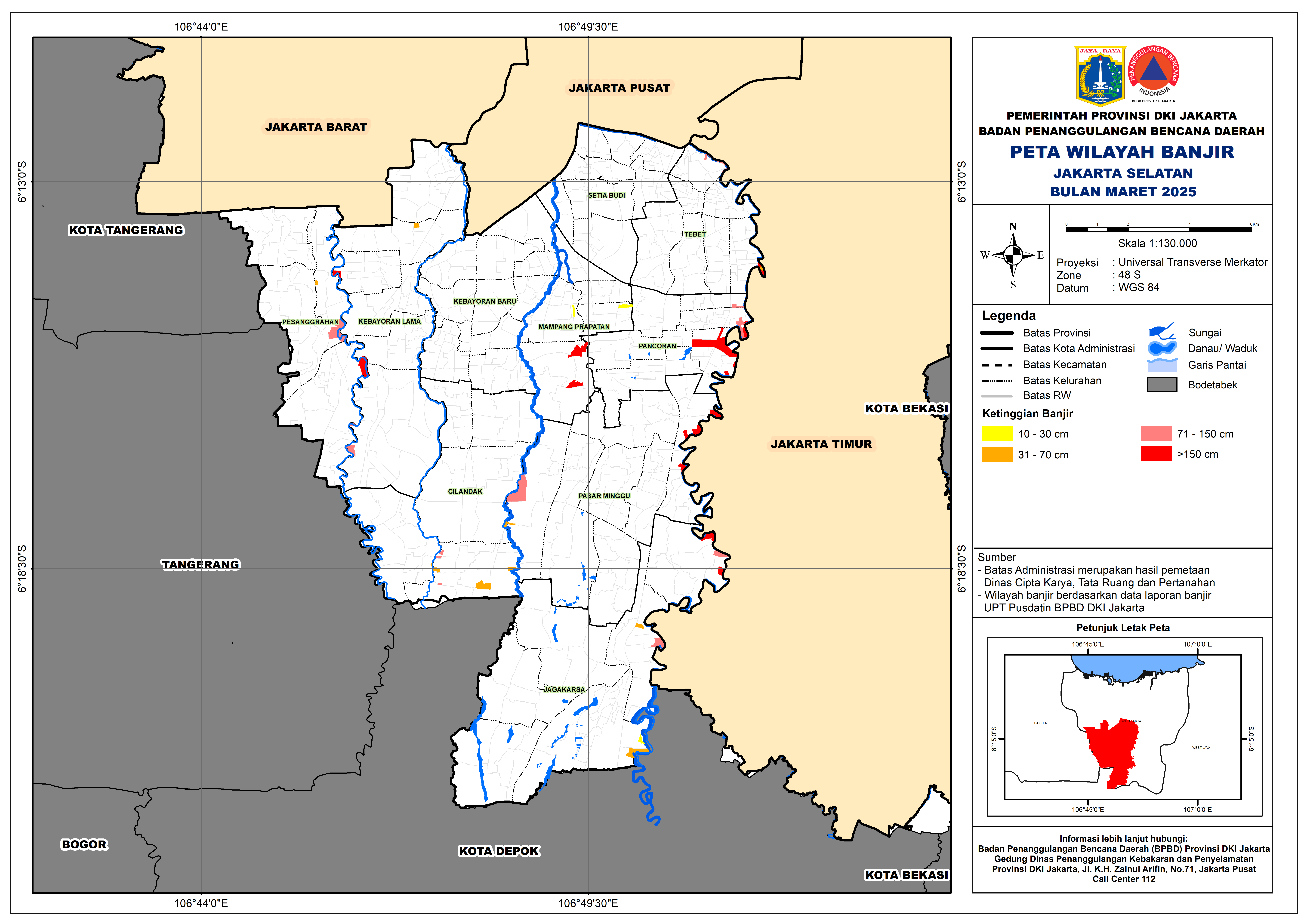 PETA BANJIR JAKARTA SELATAN BULAN MARET 2025