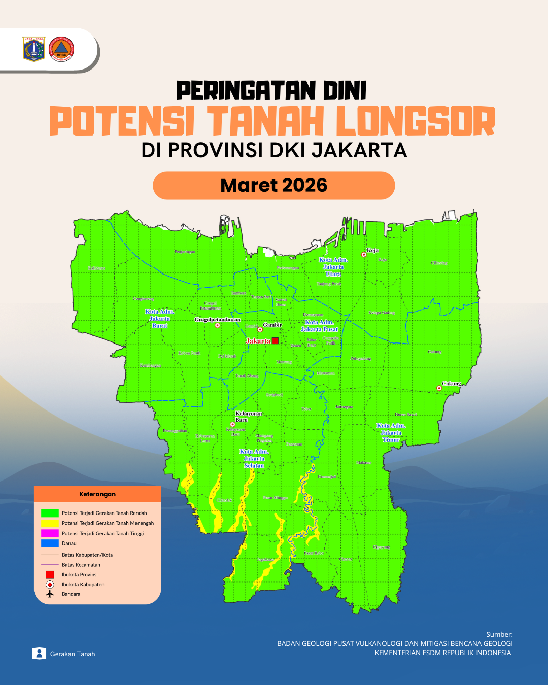 Peringatan Dini Potensi Gerakan Tanah Bulan Maret 2026