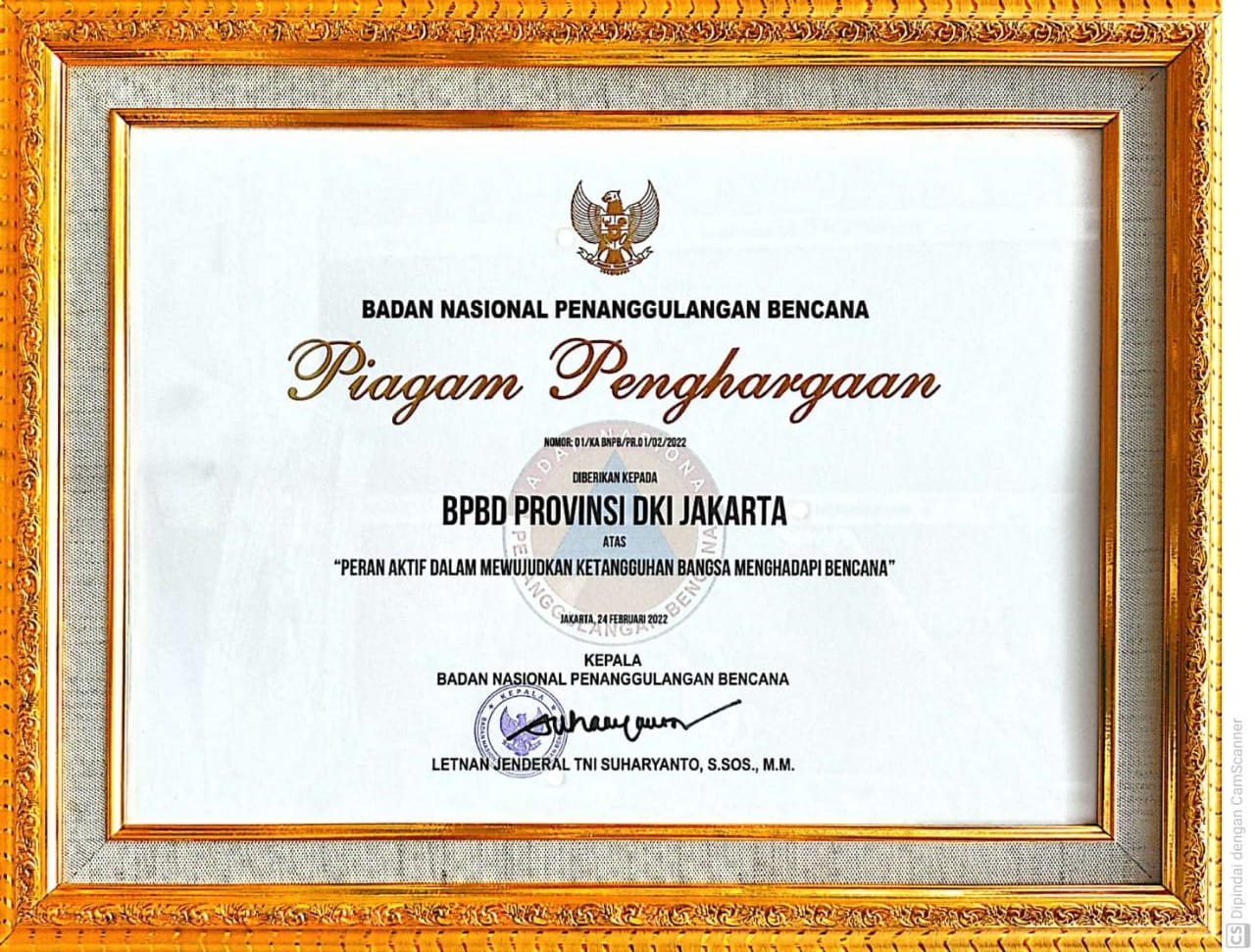 BPBD DKI Jakarta Memperoleh Penghargaan BPBD Provinsi / Kabupaten / Kota Terbaik