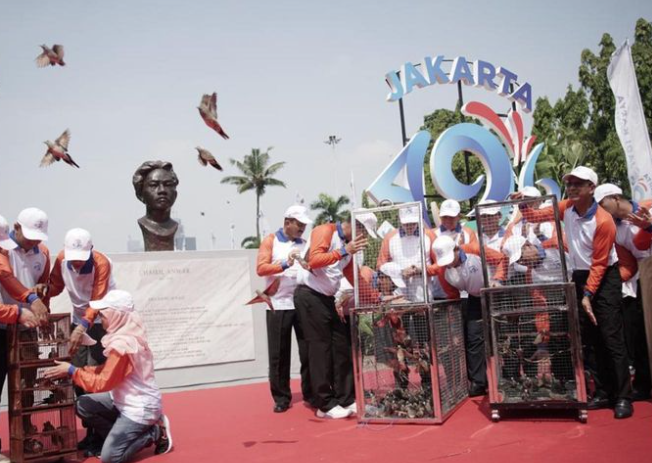 Peresmian Pencanangan HUT ke-496 Kota Jakarta di Monumen Nasional Sisi Utara