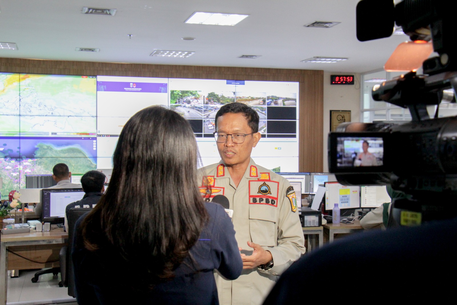 Wawancara dengan I News di Kantor BPBD DKI Jakarta