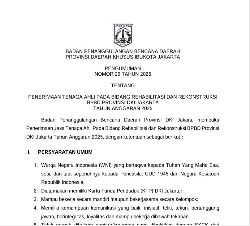 Pengumuman Rekrutmen Tenaga Ahli RR 2025